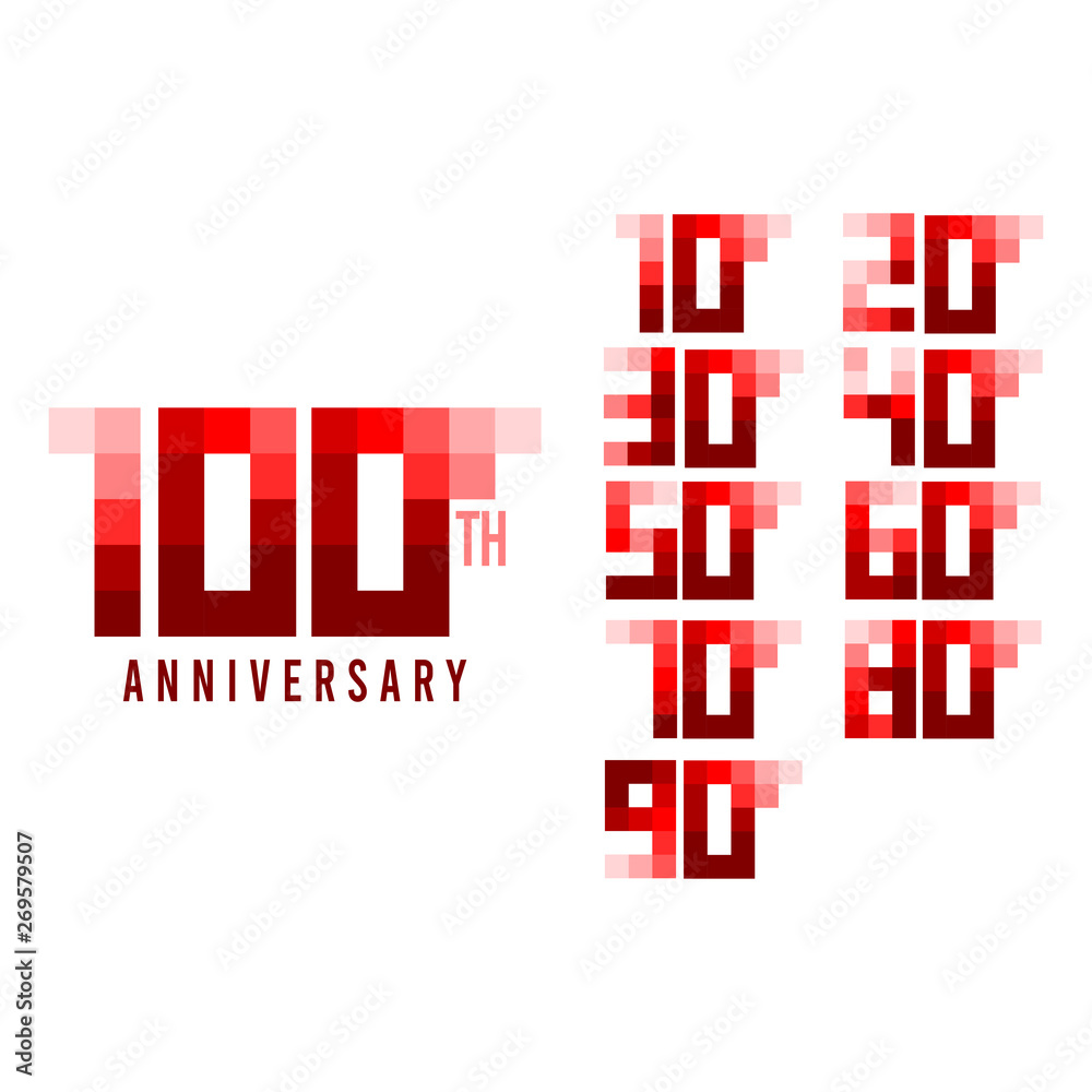 100 th Anniversary Pixel Model Vector Template Design Illustration