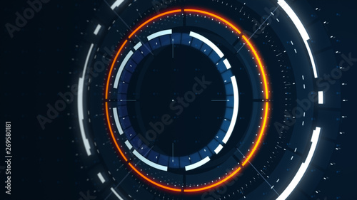 Futuristic conceptual technology background, circular HUD interface hologram, 3d render in high resolution, sci fi and cyberpunk wallpaper