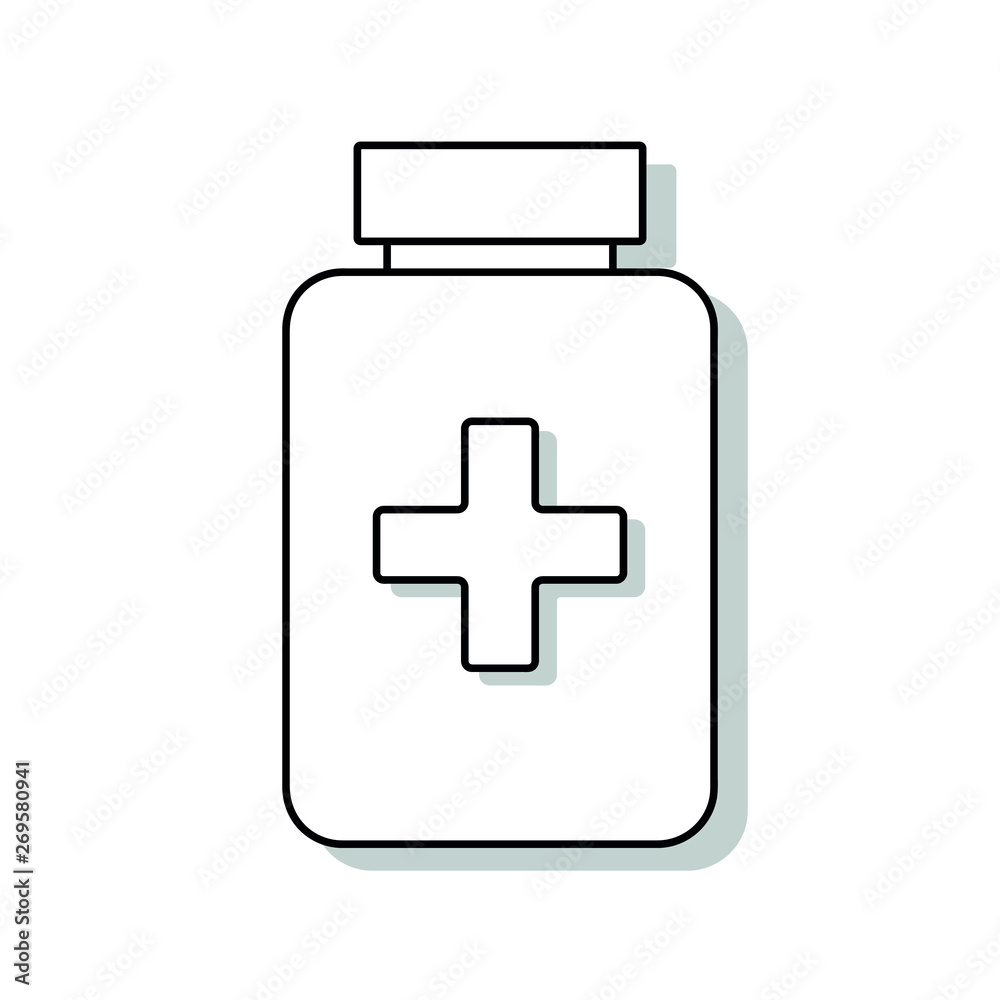 Pill bottle. Vector illustration icon Pill bottle. Vector illustration icon