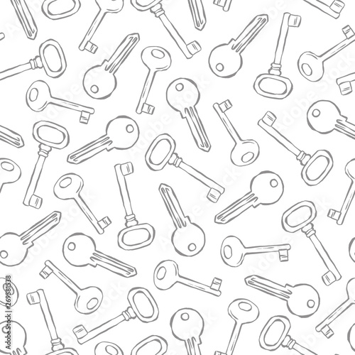 Vector keys seamless pattern. Monochrome background great for home decor and wallpaper.