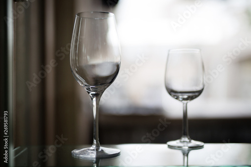 table setting, glasses, bokeh, blurred background