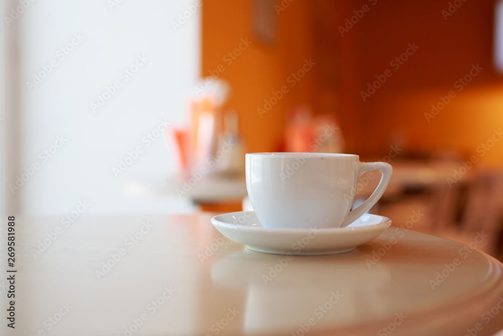 wooden table white Cup and saucer side view wooden table white Cup and saucer side view