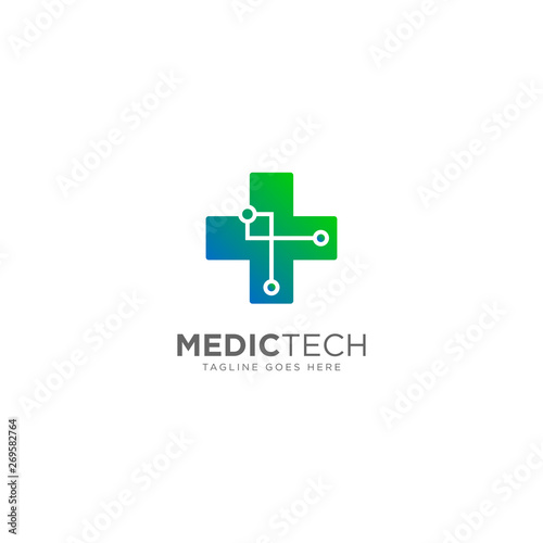 Fototapeta Naklejka Na Ścianę i Meble -  Medical Technology Logo Design Vector