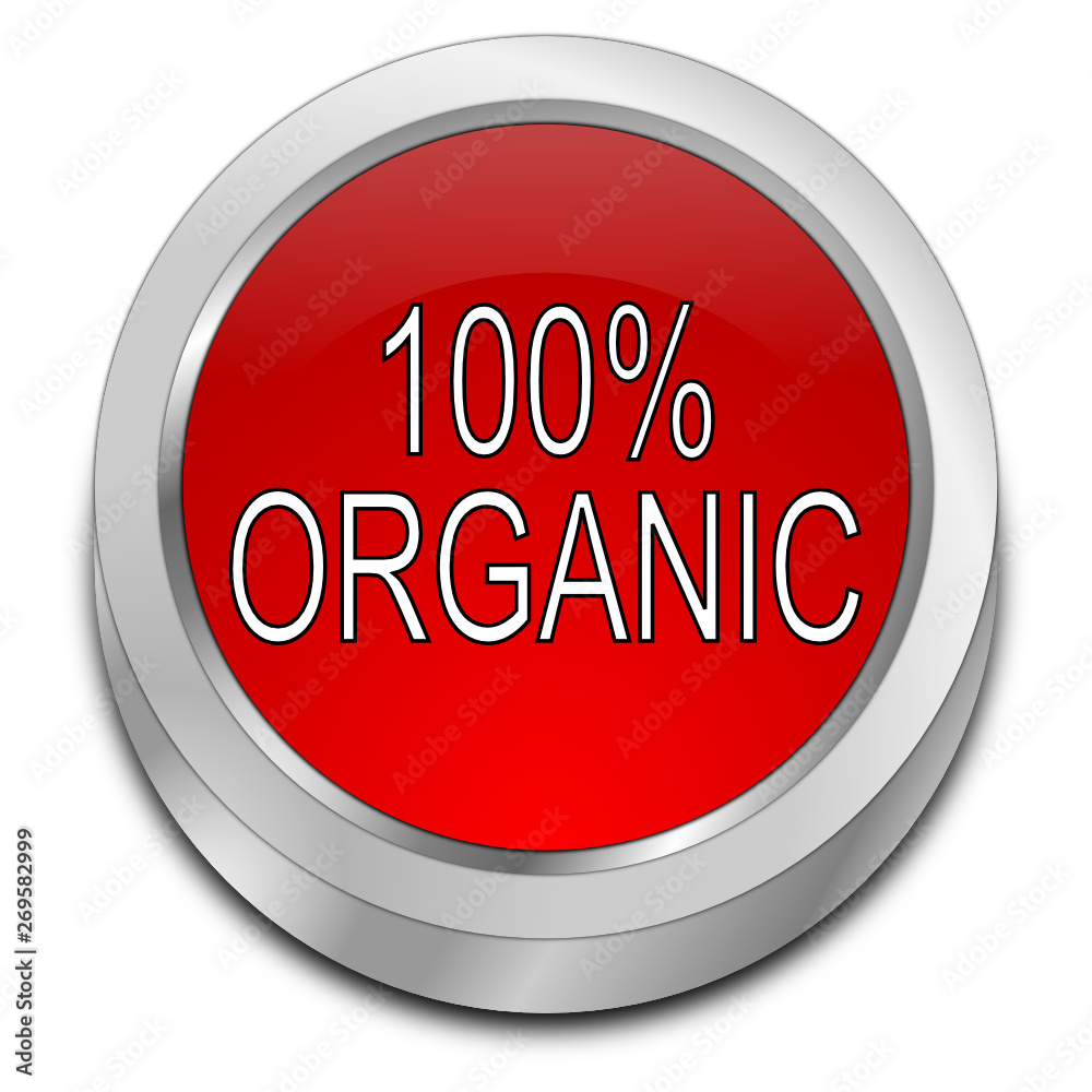 100% Organic Button - 3D illustration 100% Organic Button - 3D illustration