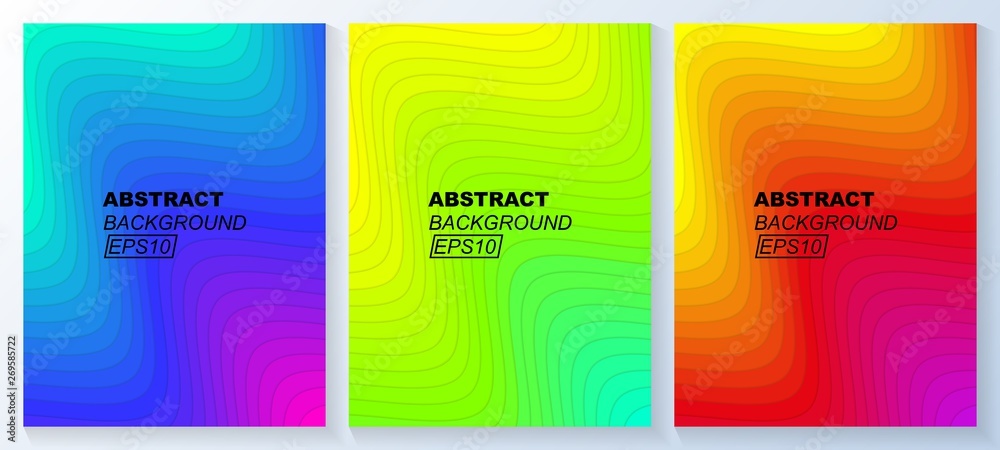 Paper cut gradient, reminiscent a elevation map. Set of abstract banners.
