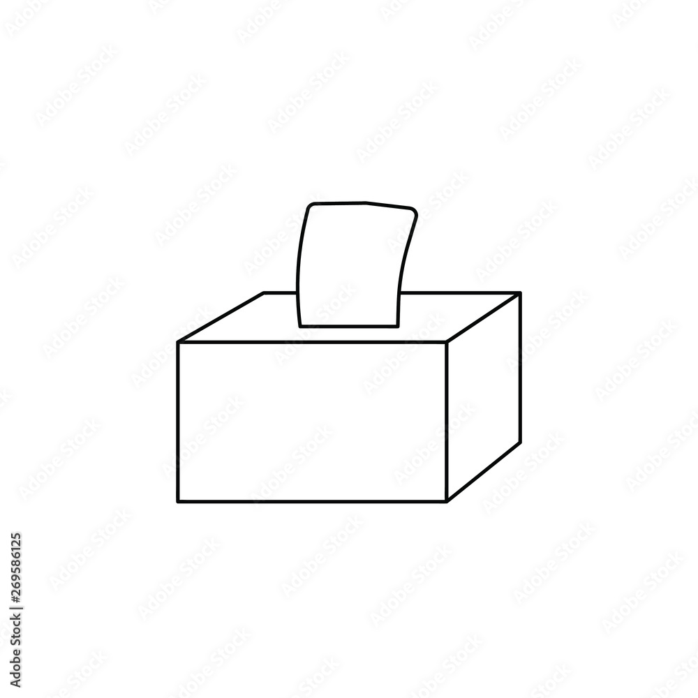Napkins in the box, cutlery, Vector line Icon. Mobile concept and web design Napkins in the box, cutlery, Vector line Icon. Mobile concept and web design