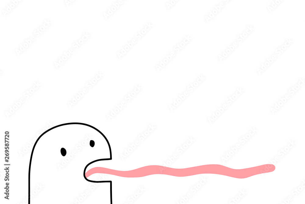 Monster with long tongue. Vector hand drawn illustration in cartoon style Monster with long tongue. Vector hand drawn illustration in cartoon style