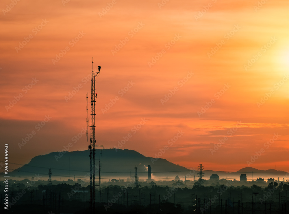 cctv camer security on tall pole standing for monitoring petrochemical plants cctv camer security on tall pole standing for monitoring petrochemical plants