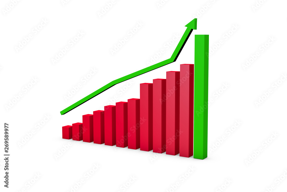 Business Growth Increasing Chart with Green Arrow Business Growth Increasing Chart with Green Arrow