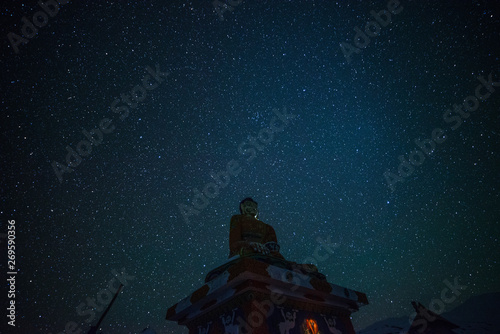 Buddha Statues in nights in himalayas - spiti valley