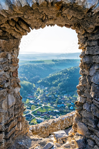 Fototapeta Naklejka Na Ścianę i Meble -  View from Cachtice castle ruins to Visnove, Slovakia
