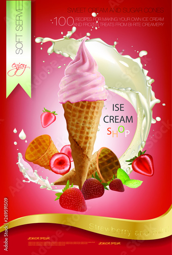 STRAWBERRY  CREAM AND waffle cup