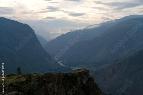 View from the cliff to the beautiful landscape of the gorge, valley and river