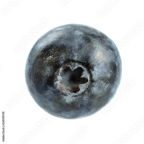 Single blueberry isolated on white background