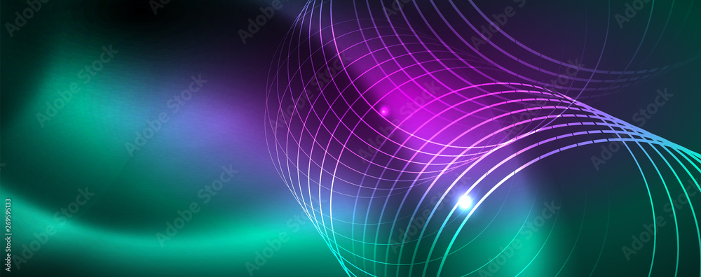 Shiny glowing design background, neon style lines, technology concept, vector Shiny glowing design background, neon style lines, technology concept, vector