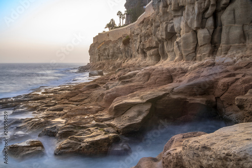 views from south coast of Gran Canarias, sunset. Long exposure