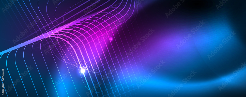 Neon glowing techno lines, hi-tech futuristic abstract background template, vector Neon glowing techno lines, hi-tech futuristic abstract background template, vector