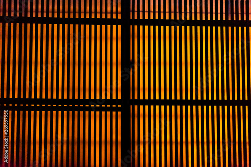 Traditional japanese house sliding paper door with nobody architecture in Takayama, Japan at night and orange light
