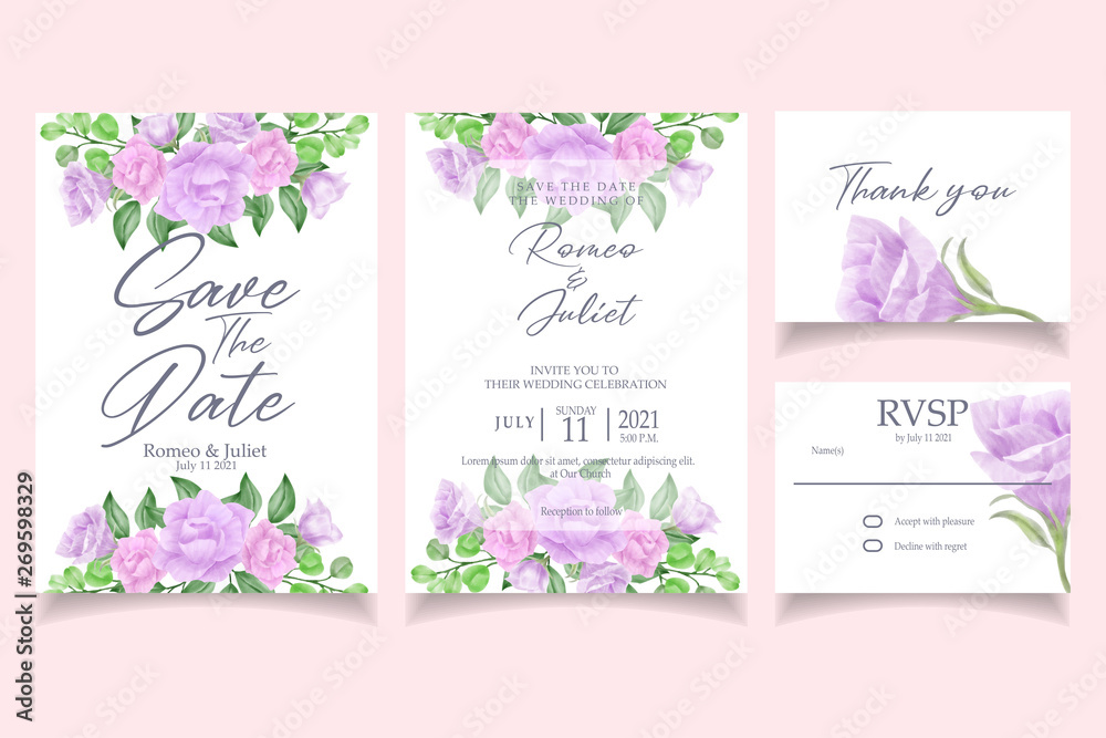 watercolor invitation wedding party card template