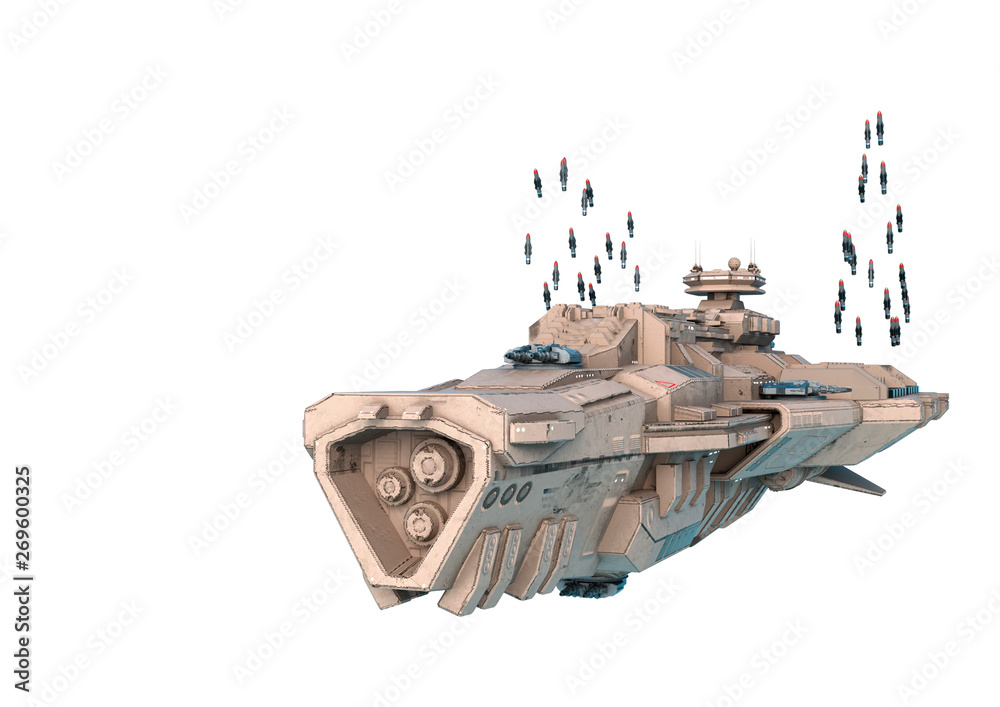 alien mothership sending missile in a white background alien mothership sending missile in a white background