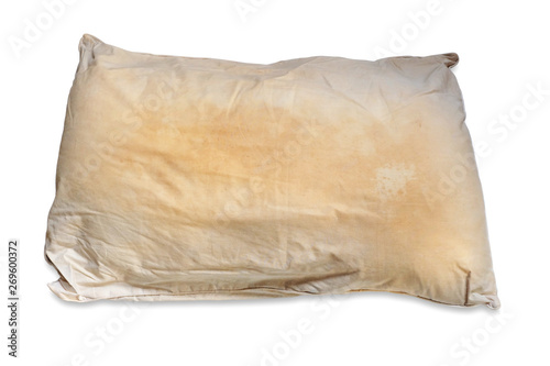Cuadro en lienzo Dirty pillow isolated on white background, are a source of germs and dust mites