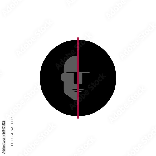 Flat linear design. Modern Art. The philosophical concept of human life before and after the fateful trait. Vector illustration.