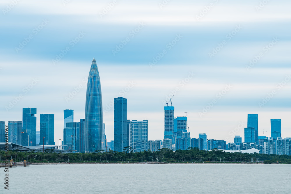 Fototapeta premium Scenery of Chunrun China Resources Building, Shenzhen Bay, Guangdong Province, China