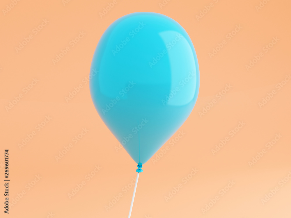 3D blue Balloon on pink background