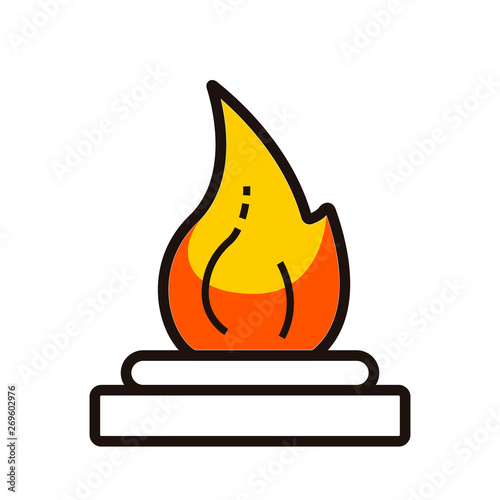 Isolated alcohhol burner image with a flame - Vector photo