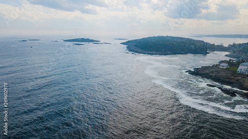 Maine New England Coastline with Lighthouses