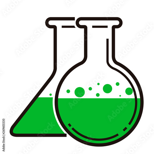 Isolated boiling and erlenmeyer flasks image - Vector