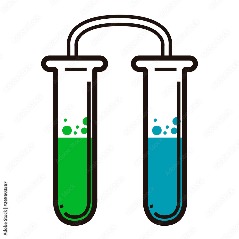 Blue and green test tubes connected - Vector Blue and green test tubes connected - Vector