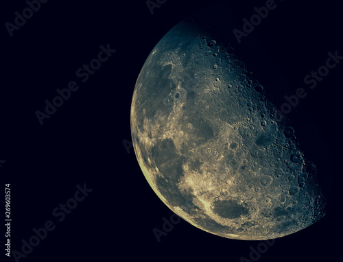 Half Moon Background . The Moon is an astronomical body that orbits planet Earth, being Earth's only permanent natural satellite .Vintage concept . this image furnished by NASA 