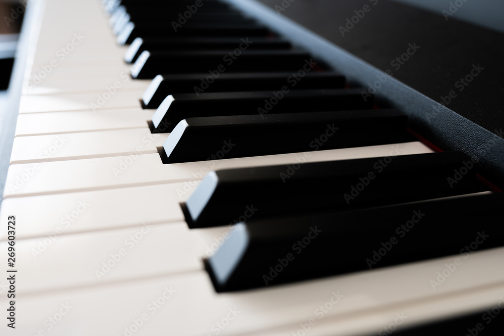 close up new piano keys 