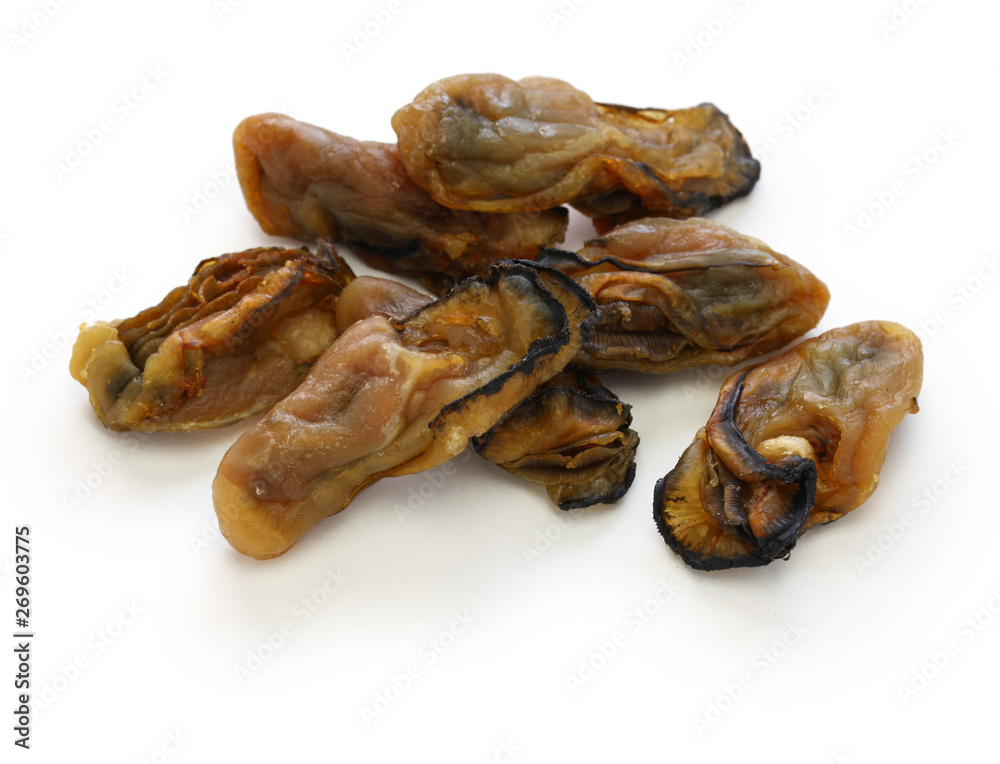 dried oysters isolated on white background
