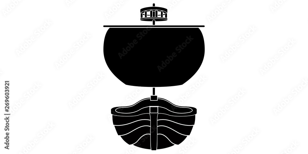 Isolated front view of a pirate ship icon - Vector Isolated front view of a pirate ship icon - Vector