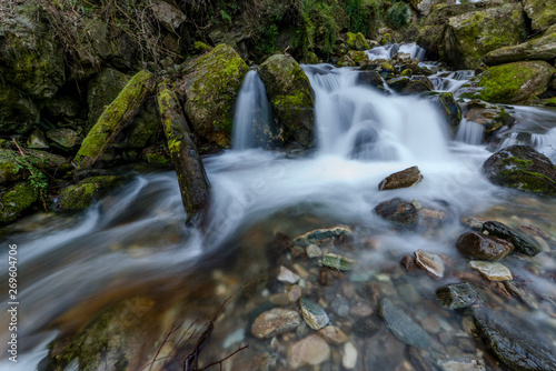 Fototapeta Naklejka Na Ścianę i Meble -  Photo of milky water stream in himalayas - waterfall