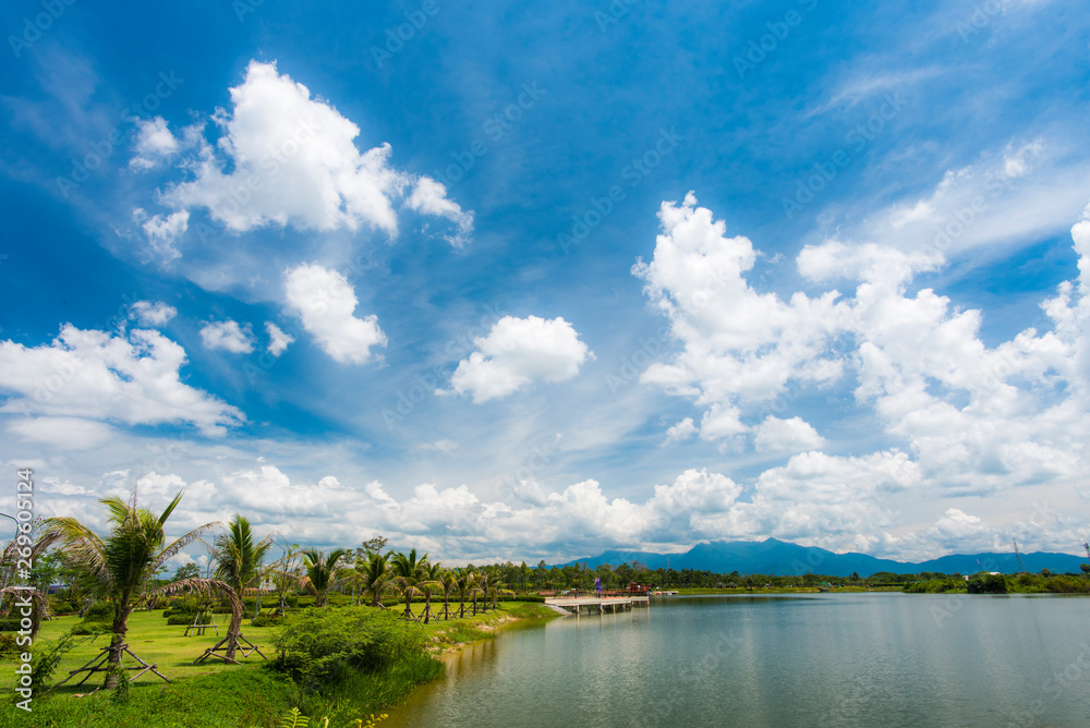 Fototapeta premium blue sky and white clouds.