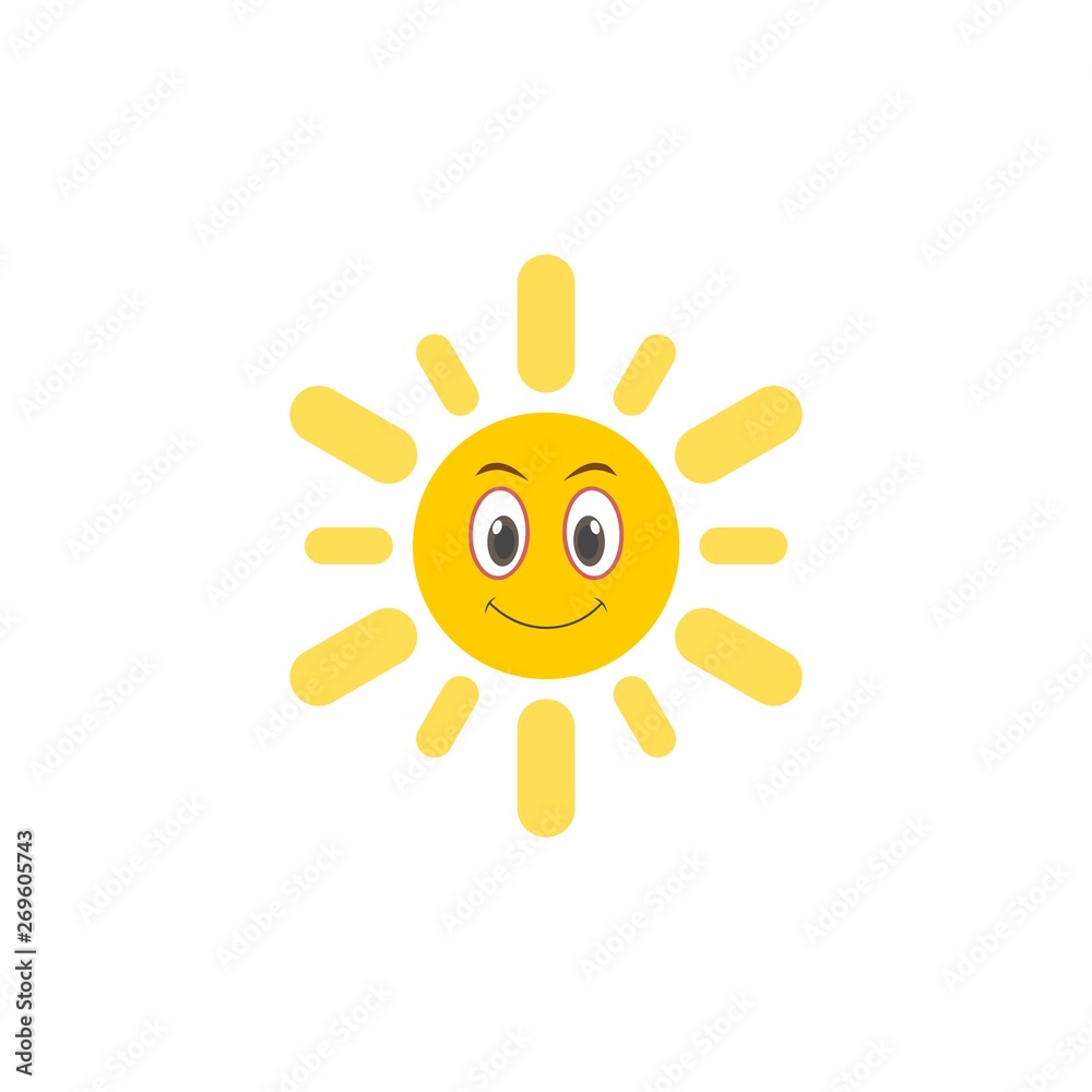 Cute smiling cartoon character of Sun Cute smiling cartoon character of Sun