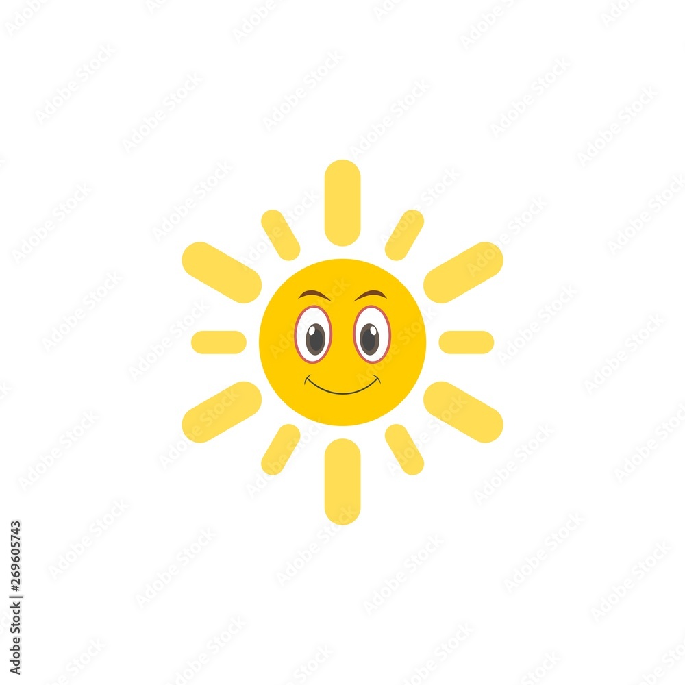 Cute smiling cartoon character of Sun