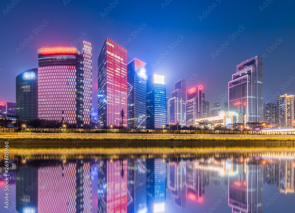 Shenzhen City, Guangdong Province, China, high-tech park night view