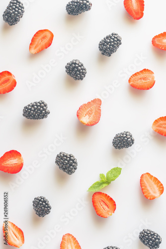 Fresh blackberries and strawberries