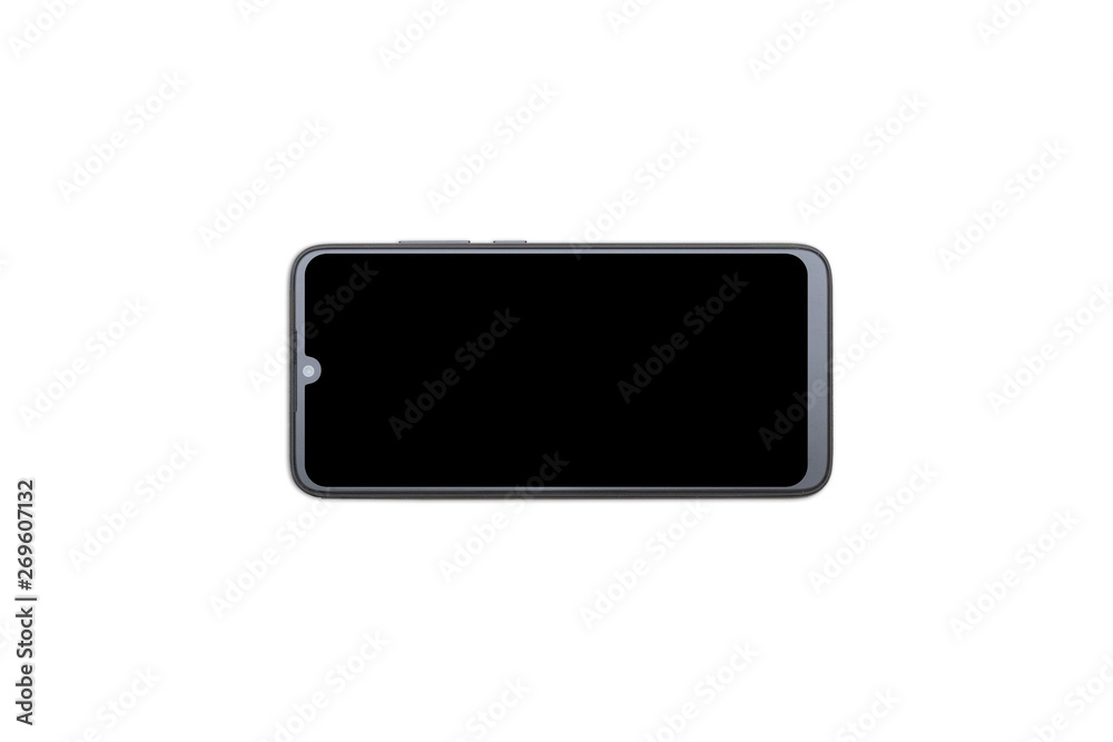 Isolated Mobile Phone in Horizontal Position Isolated Mobile Phone in Horizontal Position