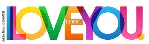 I LOVE YOU. colorful typography banner