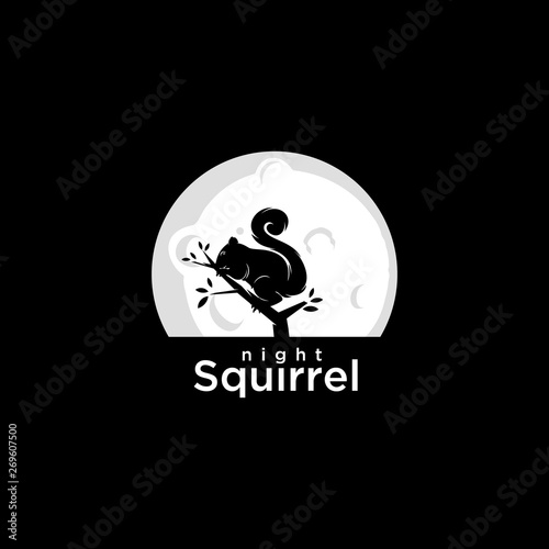squirrel night alight on tree logo
