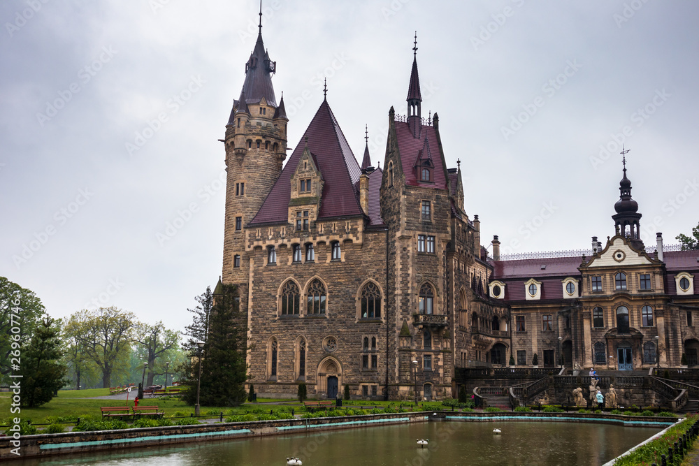 Moszna Castle located in a Moszna village, Upper Silesia, Poland