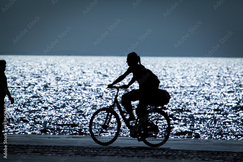 Fototapeta premium sea biker and silhouette