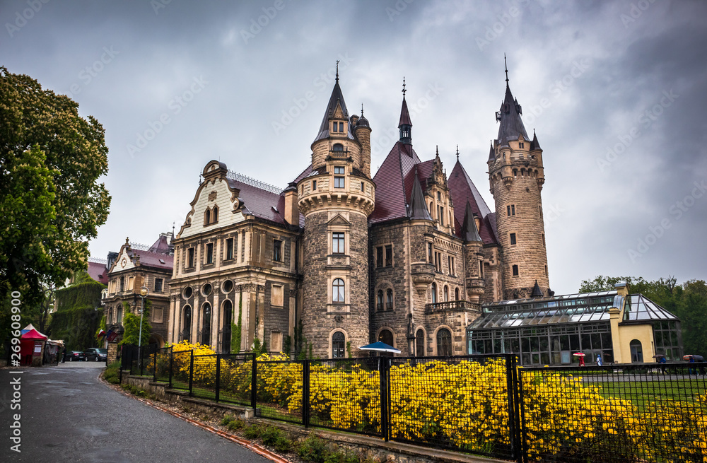 Naklejka premium Moszna Castle located in a Moszna village, Upper Silesia, Poland