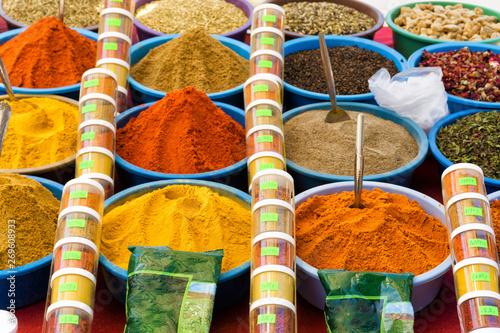 Variety of Spices for Sale in Houmt El Souk in Djerba, Tunisia.