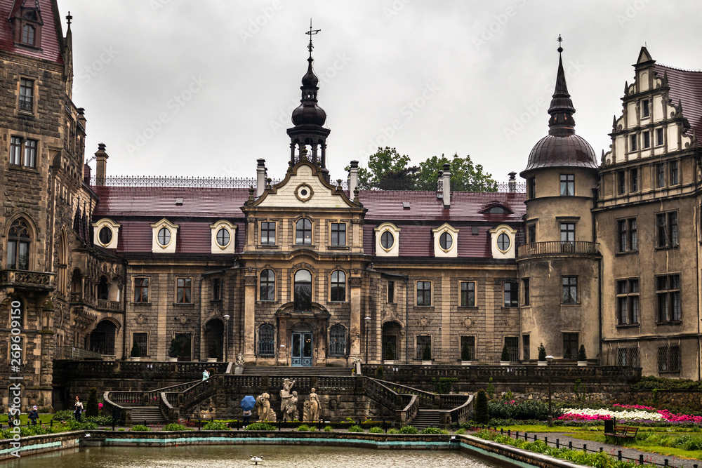 Fototapeta premium Moszna Castle located in a Moszna village, Upper Silesia, Poland